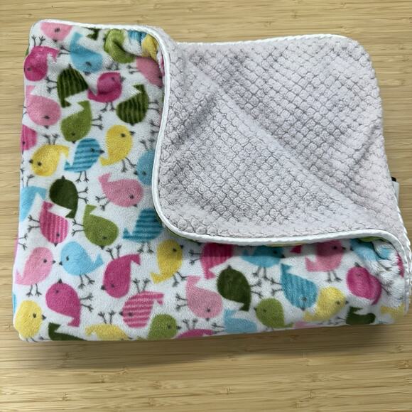 Baby Jak Baby Security Blanket Pink Reversible Birds Lovey - Picture 1 of 3